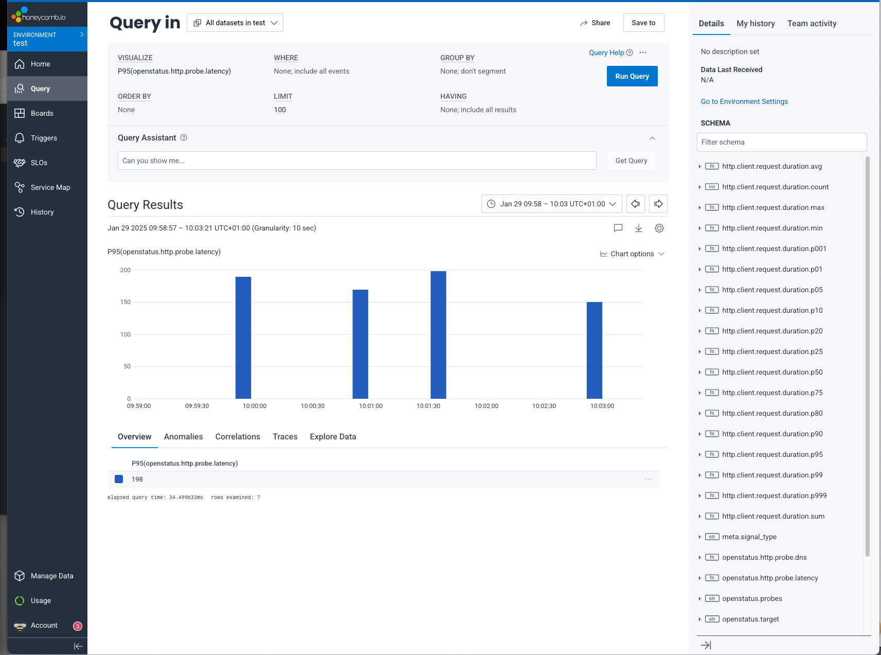 statusas metrics in honeycomb