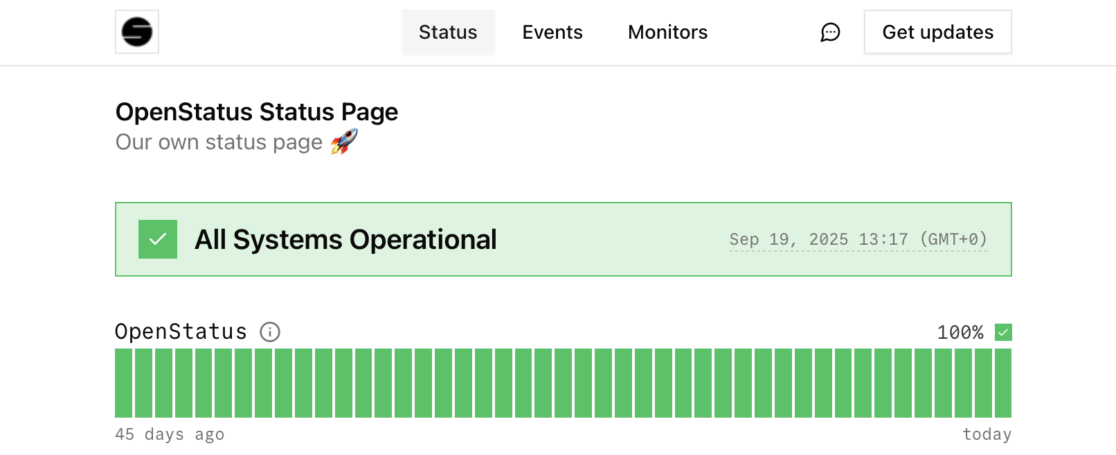 Header navigation of your status page